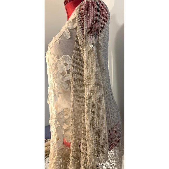 Vintage Made in Italy Women's Lined Champagne Lace Tunic Fits Large - Picture 2 of 8